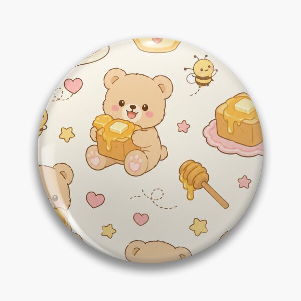 Item preview, Cute Teddy Bear Honey Toast Kawaii Pattern designed and sold by Soft Berry Studio.