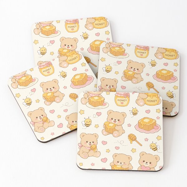 Item preview, Cute Teddy Bear Honey Toast Kawaii Pattern designed and sold by Soft Berry Studio.