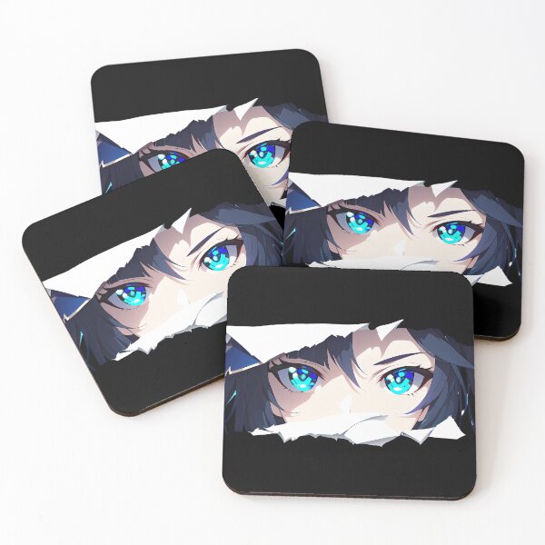 Item preview, Mona Genshin Impact Blue Eyes Torn Paper Peek Closeup designed and sold by PMartistStudio.