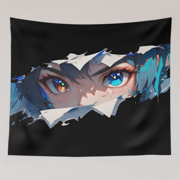 Item preview, Xingqiu Genshin Impact Torn Paper Peeking Golden Eyes Closeup designed and sold by PMartistStudio.