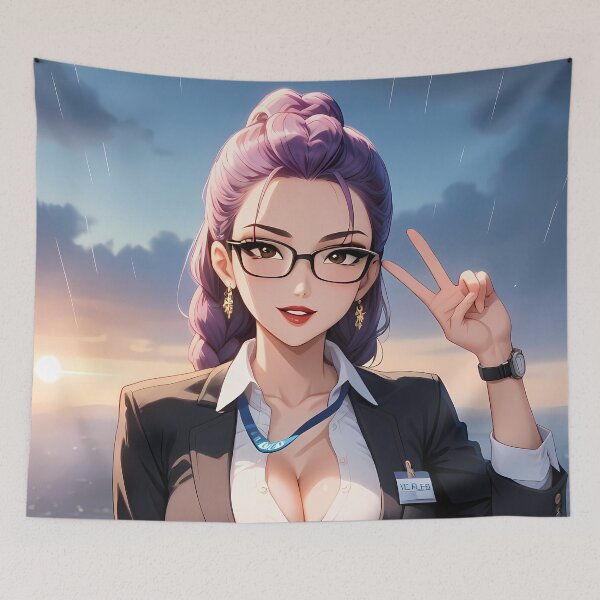 Item preview, Rumi KPop Demon Hunters Peace Sign Rainy Sunset Anime Girl designed and sold by riadjamai.
