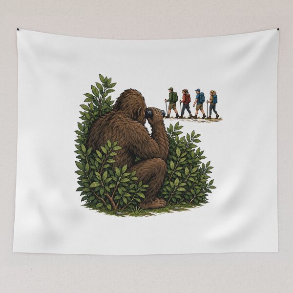 Item preview, Bigfoot Watching Hikers Woodland Cryptid Humor designed and sold by Artmares.
