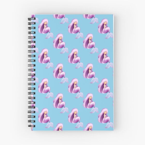 Item preview, Cute Purple Mermaid Sky Blue Seamless Pattern designed and sold by FestivityFinds.