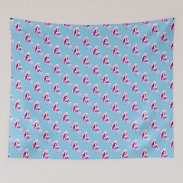 Item preview, Cute Purple Mermaid Sky Blue Seamless Pattern designed and sold by FestivityFinds.
