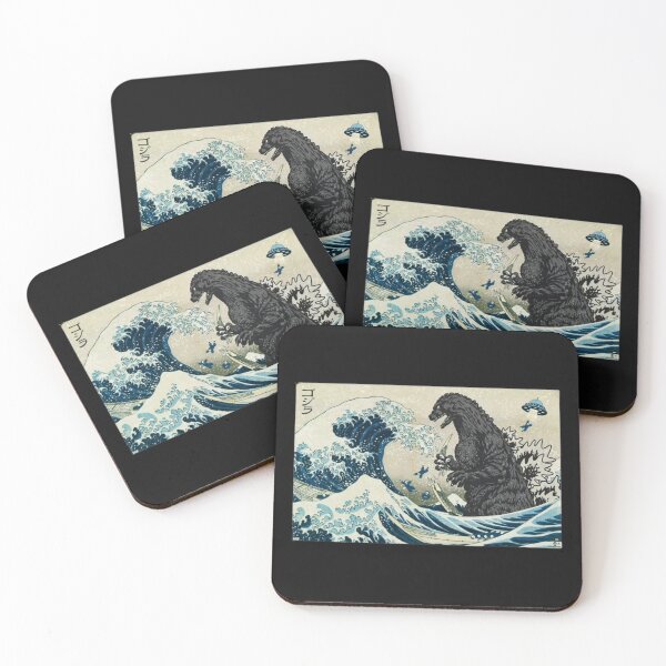 Item preview, Godzilla vs Great Wave by Hokusai with Mt. Fuji designed and sold by Kaibosh21.