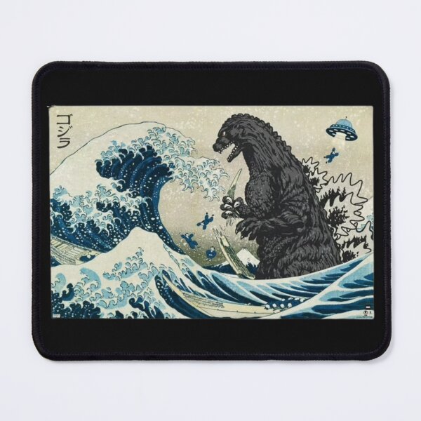 Item preview, Godzilla vs Great Wave by Hokusai with Mt. Fuji designed and sold by Kaibosh21.
