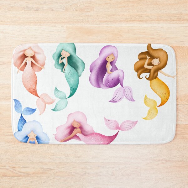 Aperçu de l'œuvre Planche d'autocollants sirène aquarelle mignonne | Collection sirène pastel kawaii créée et vendue par FestivityFinds.
