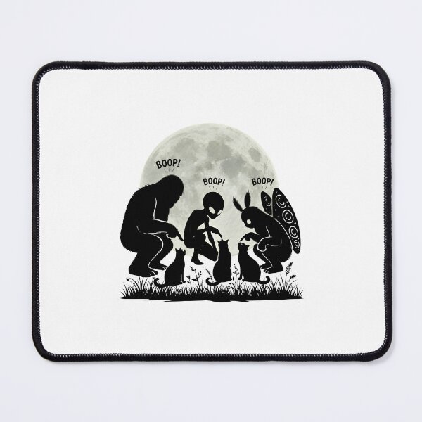 Item preview, Bigfoot Boop Cat Alien Mothman Cats Full Moon Funny Cryptid designed and sold by cass-vale-lab.