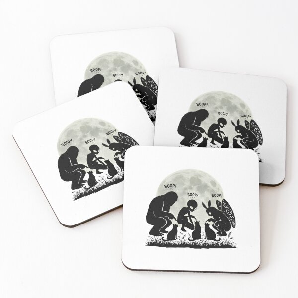 Item preview, Bigfoot Boop Cat Alien Mothman Cats Full Moon Funny Cryptid designed and sold by cass-vale-lab.
