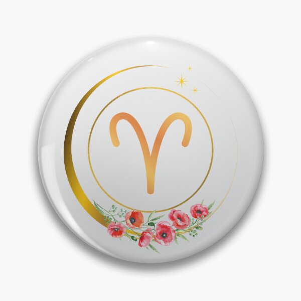 Item preview, Aries Zodiac Sign with Poppies and Golden Moon designed and sold by MadeByMira.