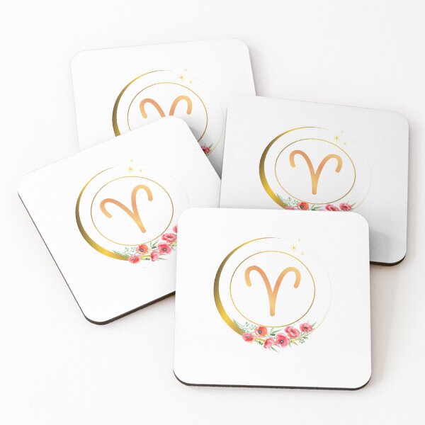 Item preview, Aries Zodiac Sign with Poppies and Golden Moon designed and sold by MadeByMira.