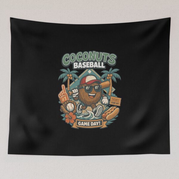 Item preview, Coco Slugger Baseball Retro Coconut Sports Beach Ball Summer designed and sold by cass-vale-lab.