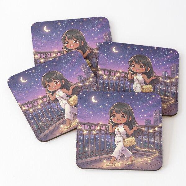 Item preview, Elegant Brunette At Night Balcony designed and sold by Azurart2.