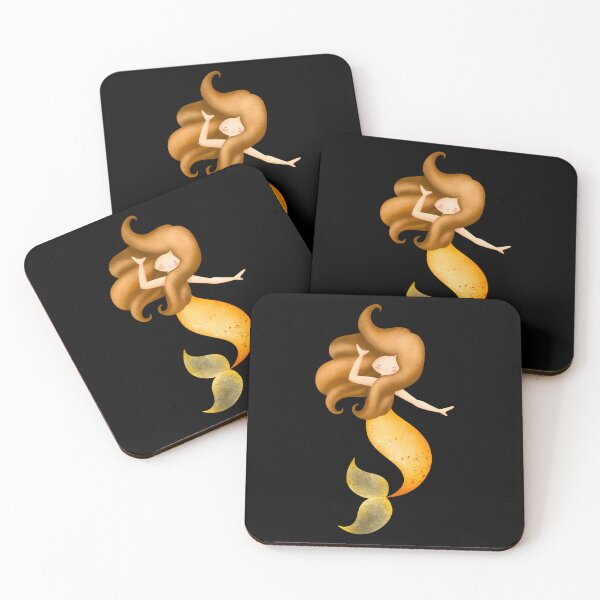 Item preview, Cute Golden Watercolor Mermaid Sticker | Sunshine Mermaid Fantasy Art designed and sold by FestivityFinds.