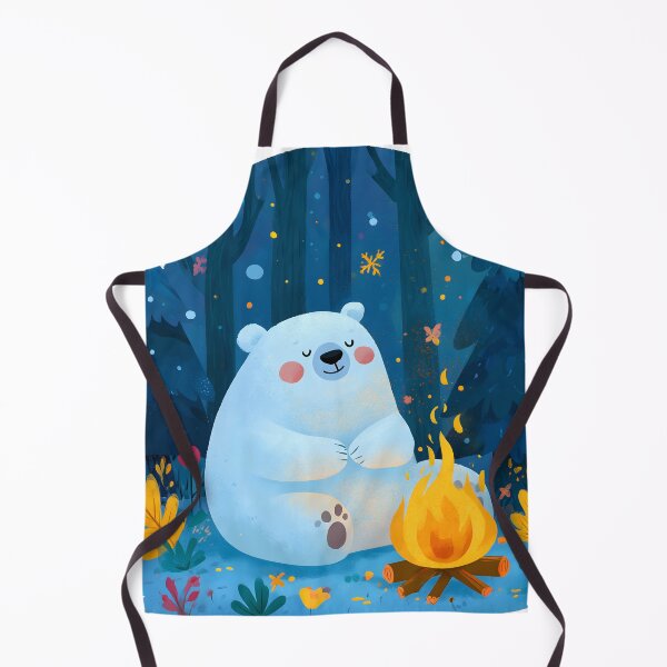 Item preview, Cozy Polar Bear Campfire in Winter Night Sticker designed and sold by AMIDATORA.