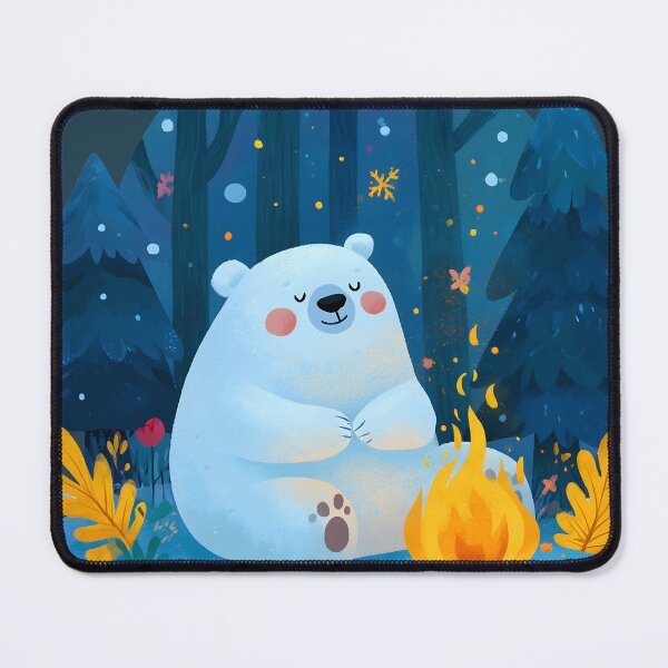 Item preview, Cozy Polar Bear Campfire in Winter Night Sticker designed and sold by AMIDATORA.
