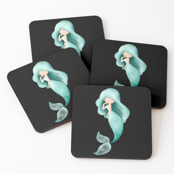 Item preview, Cute Aqua Watercolor Mermaid Sticker | Pastel Teal Mermaid Art designed and sold by FestivityFinds.