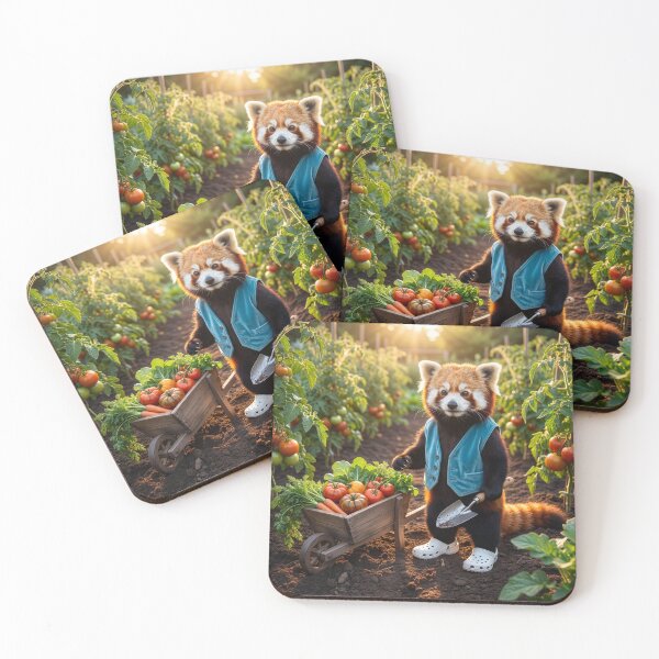 Item preview, Red Panda Gardener Harvests Tomatoes designed and sold by Tridentulus.