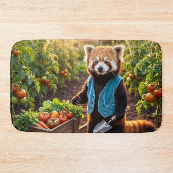 Item preview, Red Panda Gardener Harvests Tomatoes designed and sold by Tridentulus.