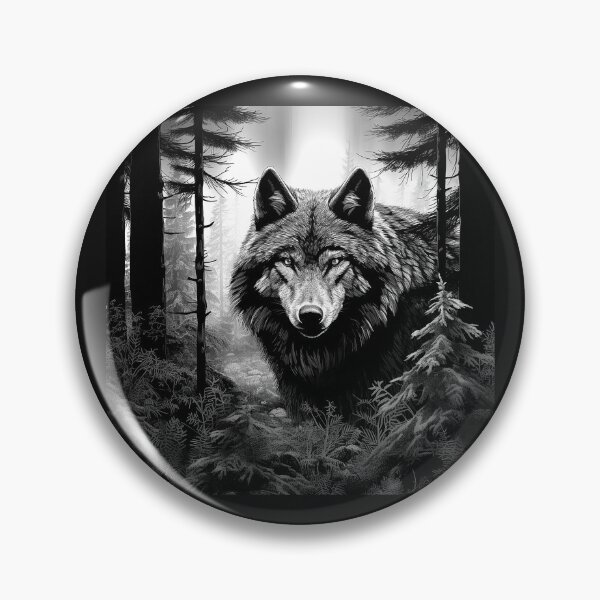 Item preview, Lone Wolf in a Dark Forest Black and White designed and sold by inkoutninja.