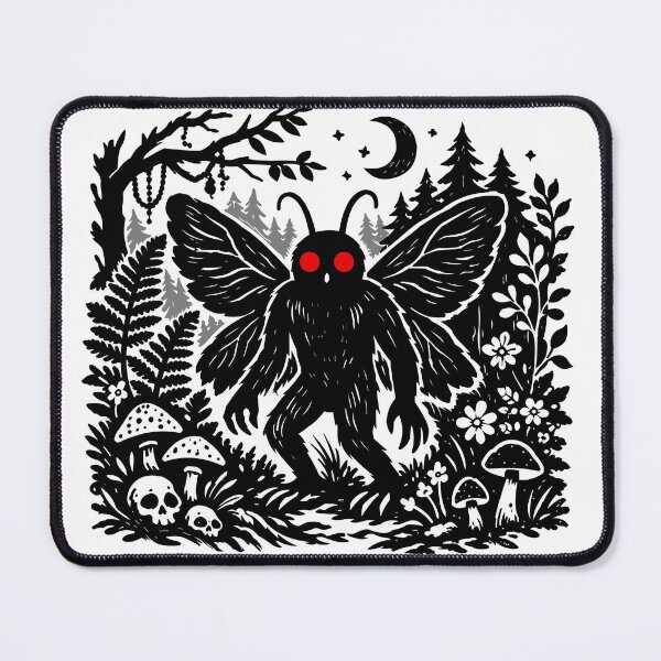 Item preview, Mothman in the Woodcut Forest Cryptid Art designed and sold by JoRealm.