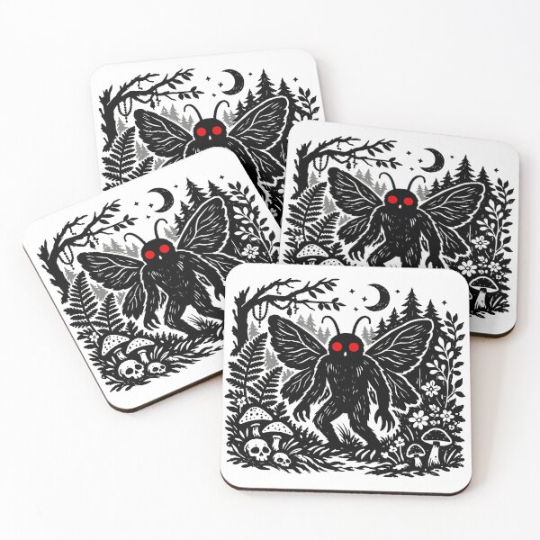 Item preview, Mothman in the Woodcut Forest Cryptid Art designed and sold by JoRealm.