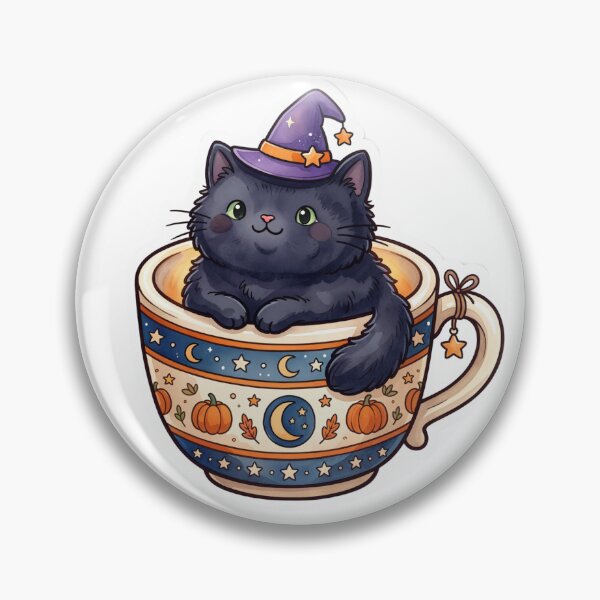 Item preview, Cute Witchy Black Cat in Coffee Mug Sticker designed and sold by POKPAK.