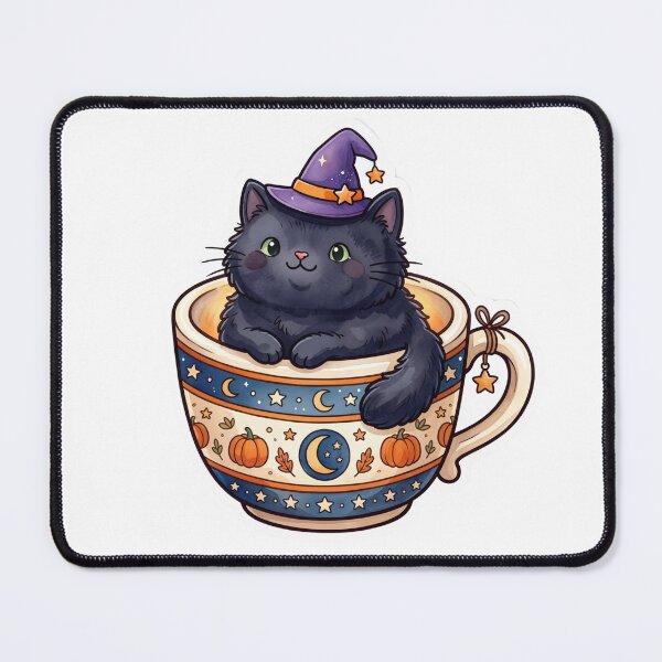 Item preview, Cute Witchy Black Cat in Coffee Mug Sticker designed and sold by POKPAK.