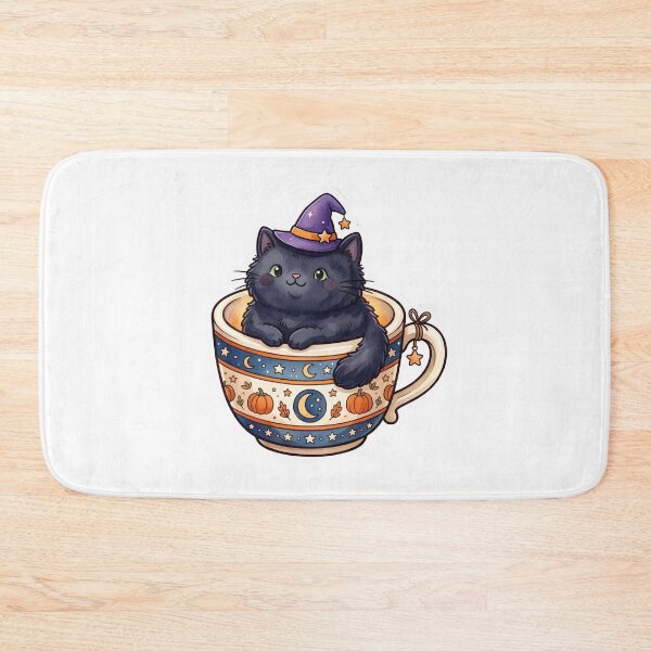 Item preview, Cute Witchy Black Cat in Coffee Mug Sticker designed and sold by POKPAK.