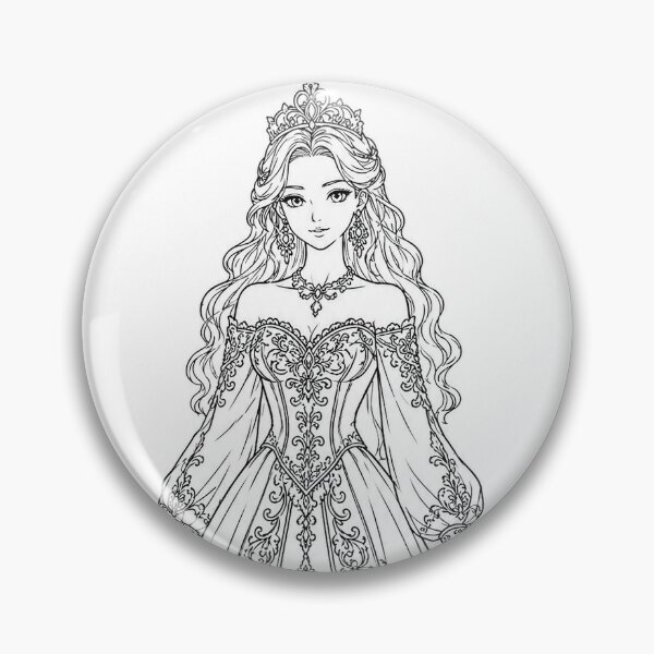 Item preview, Elegant Princess in Royal Gown - Anime Style Coloring Page Art designed and sold by KeerthiCuteFind.