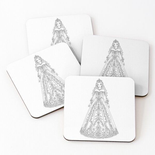 Item preview, Elegant Princess in Royal Gown - Anime Style Coloring Page Art designed and sold by KeerthiCuteFind.