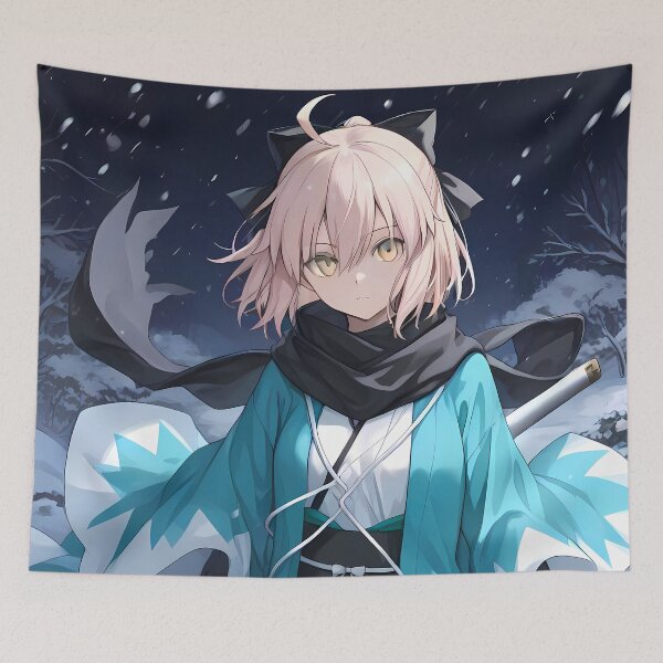 Item preview, Sakura Saber Okita Souji Fate Grand Order Snowy Blue Haori designed and sold by bystudiolereve.