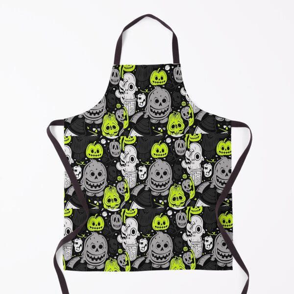 Item preview, Neon Halloween Pumpkin and Skull Pattern - Spooky Doodle Graphic Art designed and sold by UrbanCanvas 111.