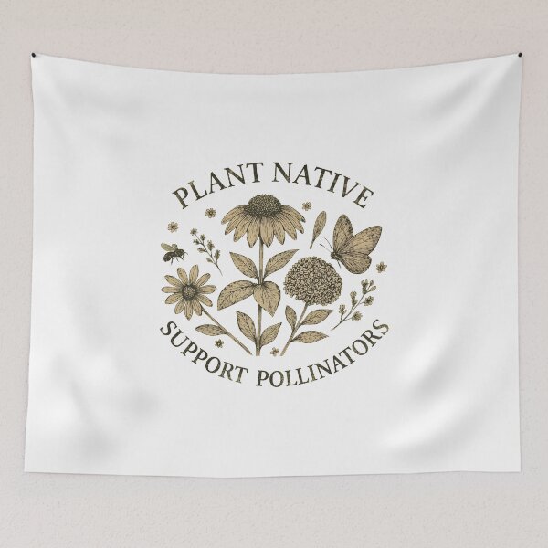 Item preview, Plant Native Support Pollinators Bee and Butterfly designed and sold by thomas-frame.