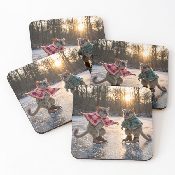 Item preview, Bush Babies Ice Skate on Frozen Pond designed and sold by Tridentulus.