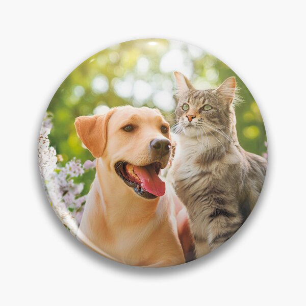 Item preview, Yellow Labrador And Fluffy Tabby Cat Garden designed and sold by OsakaYumeWorks.