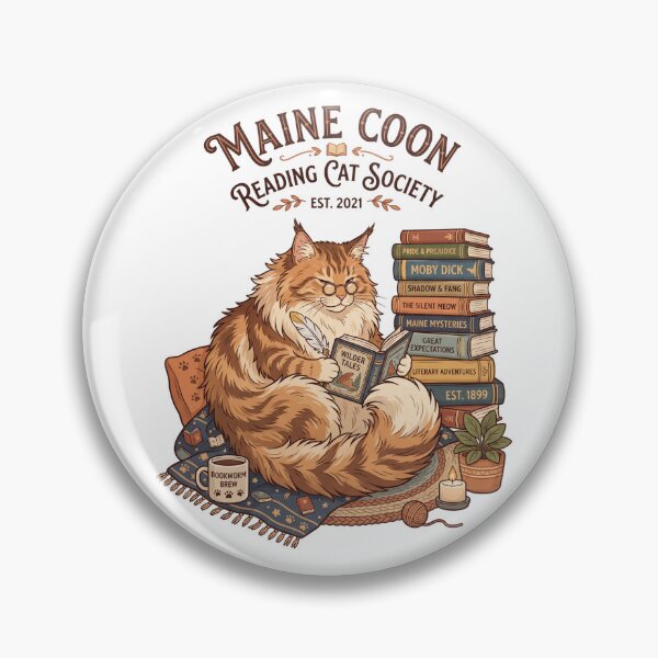 Item preview, Maine Coon Reading Cat Society Book Lover Librarian designed and sold by PictoVibe.