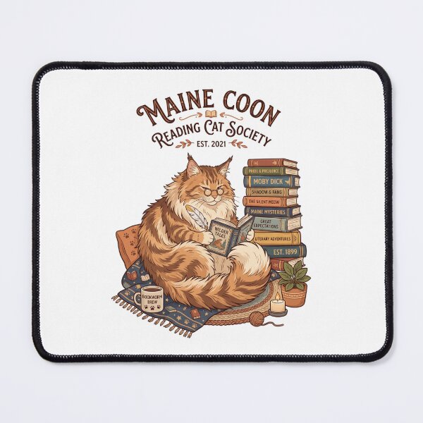 Item preview, Maine Coon Reading Cat Society Book Lover Librarian designed and sold by PictoVibe.