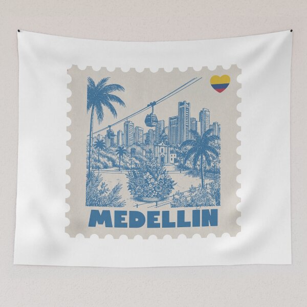Item preview, Medellin Colombia Vintage Stamp Illustration designed and sold by By Jonh.