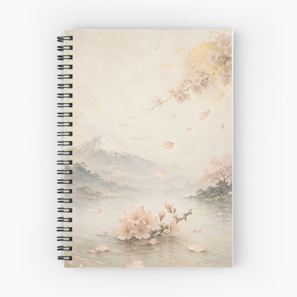 Item preview, Cherry Blossom Japanese Art, Sakura Petals on Misty Lake, Elegant Minimalist Japan Poster designed and sold by Yuzanart-japan.