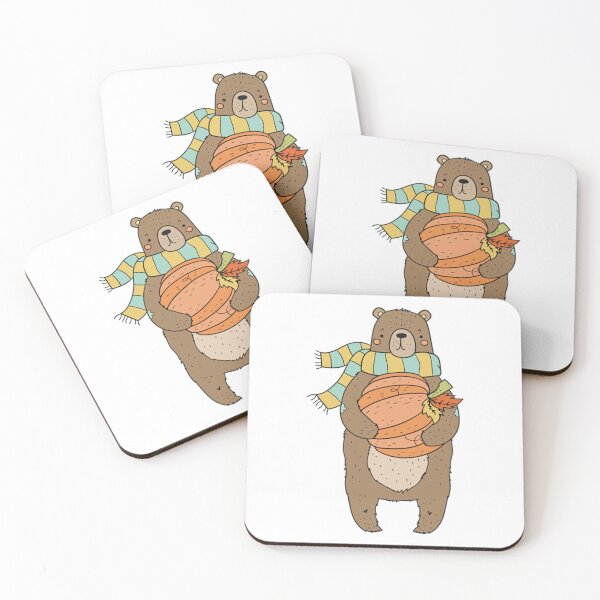 Item preview, Cute Harvest Bear Holding Pumpkin Autumn Scarf Art designed and sold by Vpartdesign.