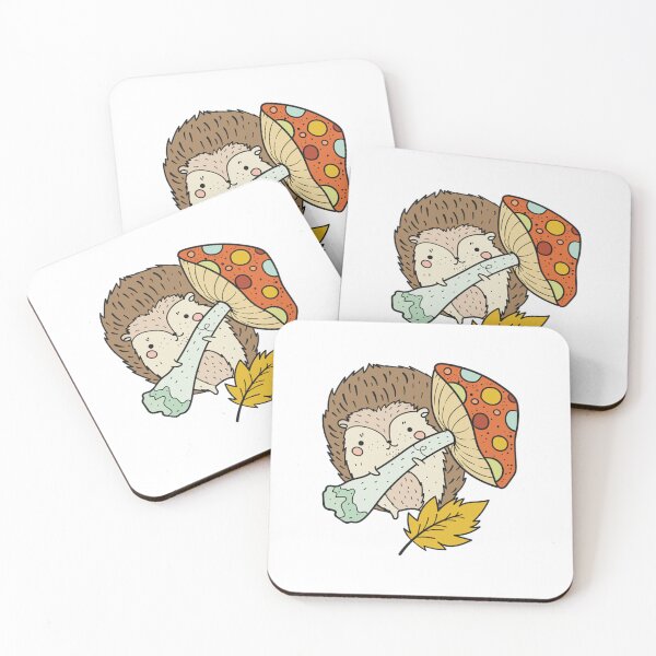 Item preview, Cute Harvest Hedgehog Holding Mushroom Autumn Leaf Art designed and sold by Vpartdesign.