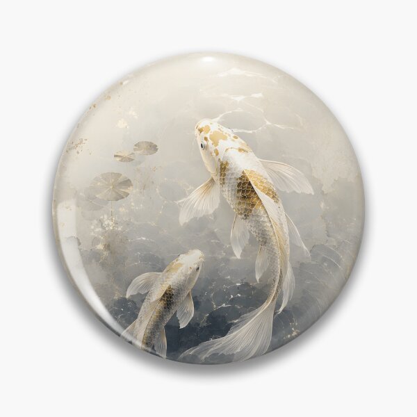 Item preview, Elegant Koi Fish Japanese Art – Graceful Koi Ascent in Soft Off-White Water designed and sold by Yuzanart-japan.