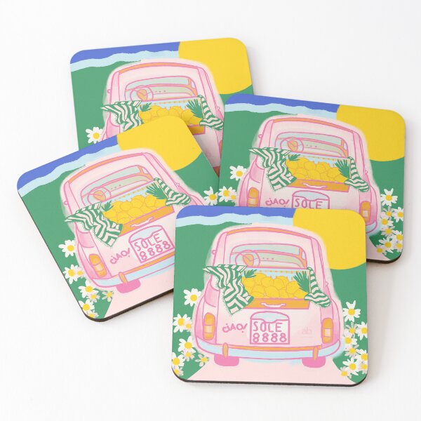 Item preview, Pink Italian Fiat with limes designed and sold by Adriana Bracho.