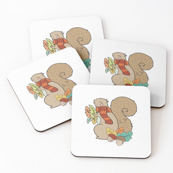 Item preview, Playful Harvest Squirrel Holding Colorful Autumn Leaves Art designed and sold by Vpartdesign.