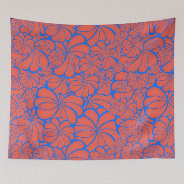 Item preview, Vibrant Blue and Red Floral Pattern with Elegant 3D Depth designed and sold by DreamsArtwear.