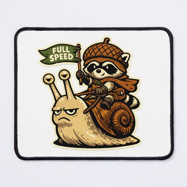 Item preview, Funny Raccoon Riding Grumpy Snail Full Speed designed and sold by Artmares.