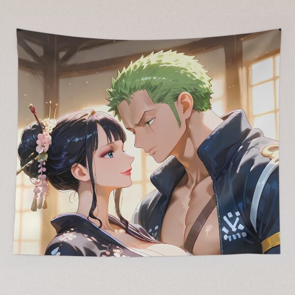 Item preview, Roronoa Zoro One Piece Black Kimono Gentle Moment designed and sold by B5fivemerch.