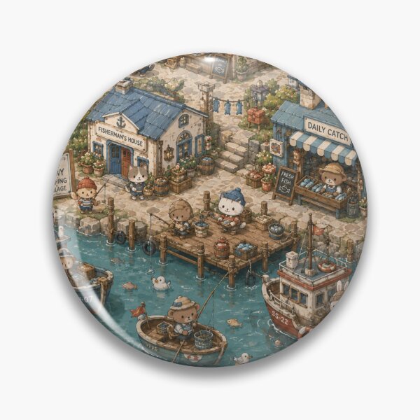 Item preview, Cozy Tiny Fishing Village Pattern designed and sold by 0606PM.