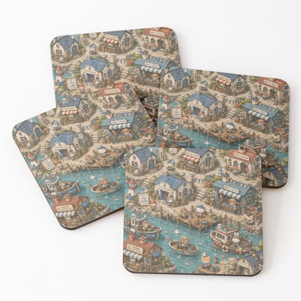 Item preview, Cozy Tiny Fishing Village Pattern designed and sold by 0606PM.